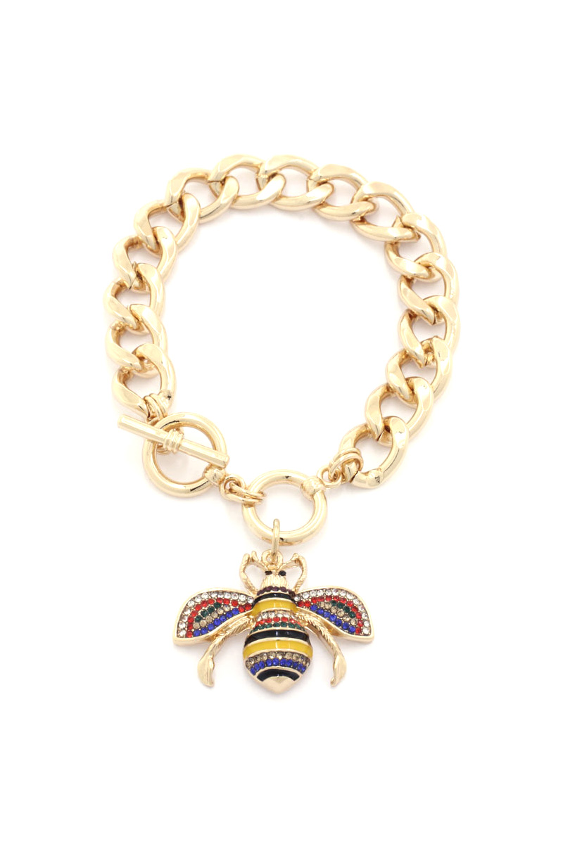 METAL CHAIN WITH BEE TOGGLE CLASP BRACELET