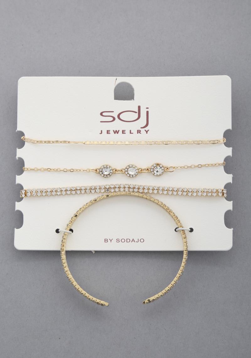 SODAJO TRIPLE CRYSTAL METAL BRACELET SET