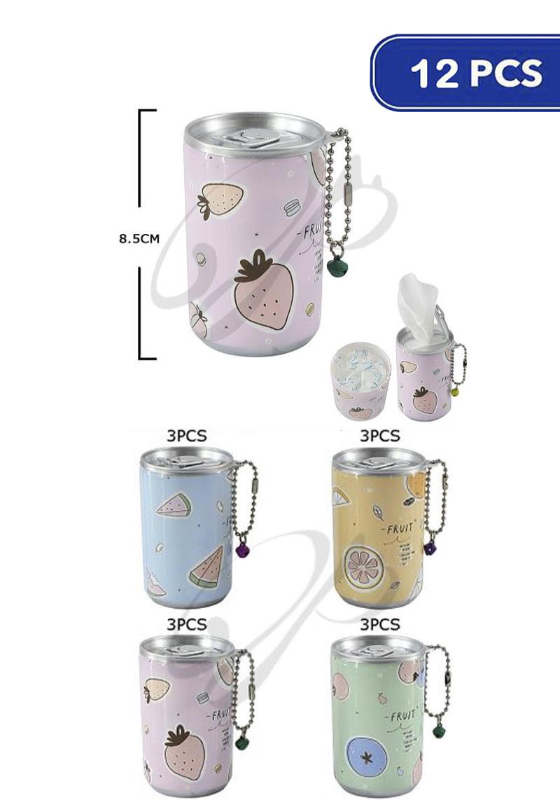 FASHION FRUIT CAN WET TISSUE KEY CHAIN (12 UNITS)