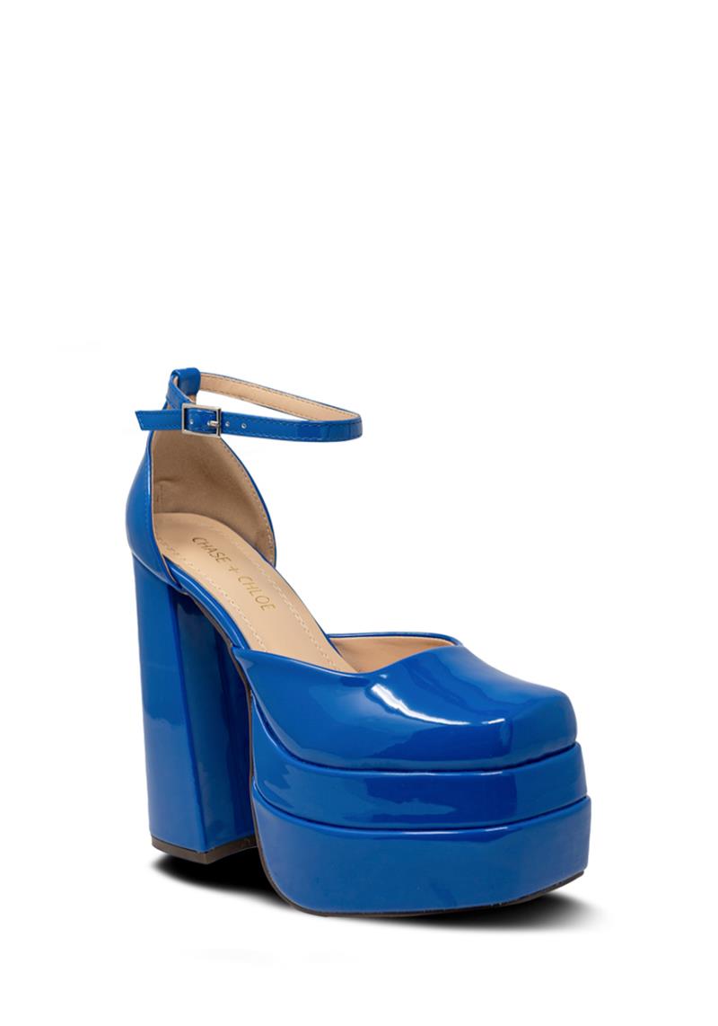 FASHION GLOSSY BUCKLE ENCLOSED HIGH HEEL
