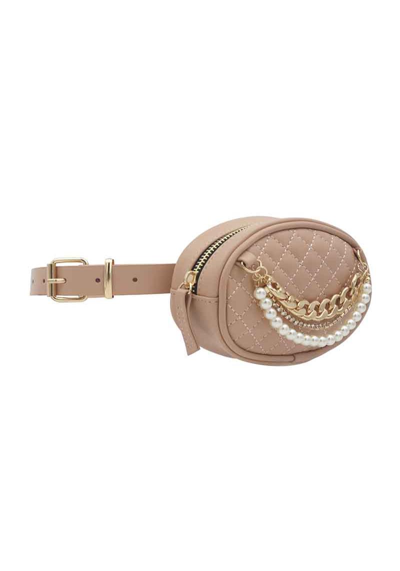 GIRLS LUX PEARL RS CHAIN QUILTED BELT BAG