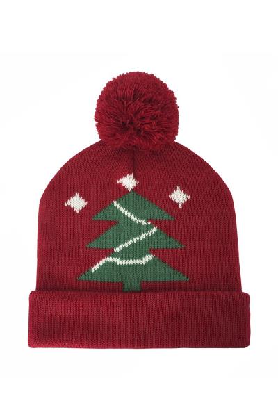 CHRISTMAS TREE BEANIES WITH POM POM