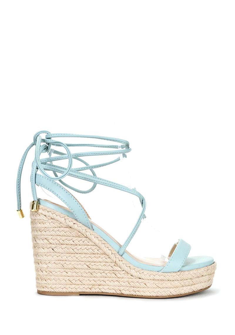 CHIC COLOR STRAP STRAW HIGH WEDGE STRING HEEL
