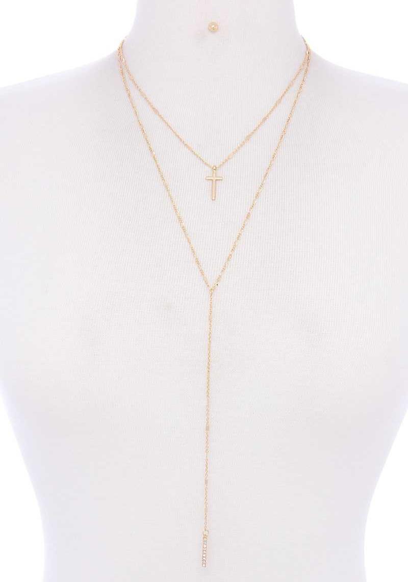 FASHION LAYERED CROSS NECKLACE