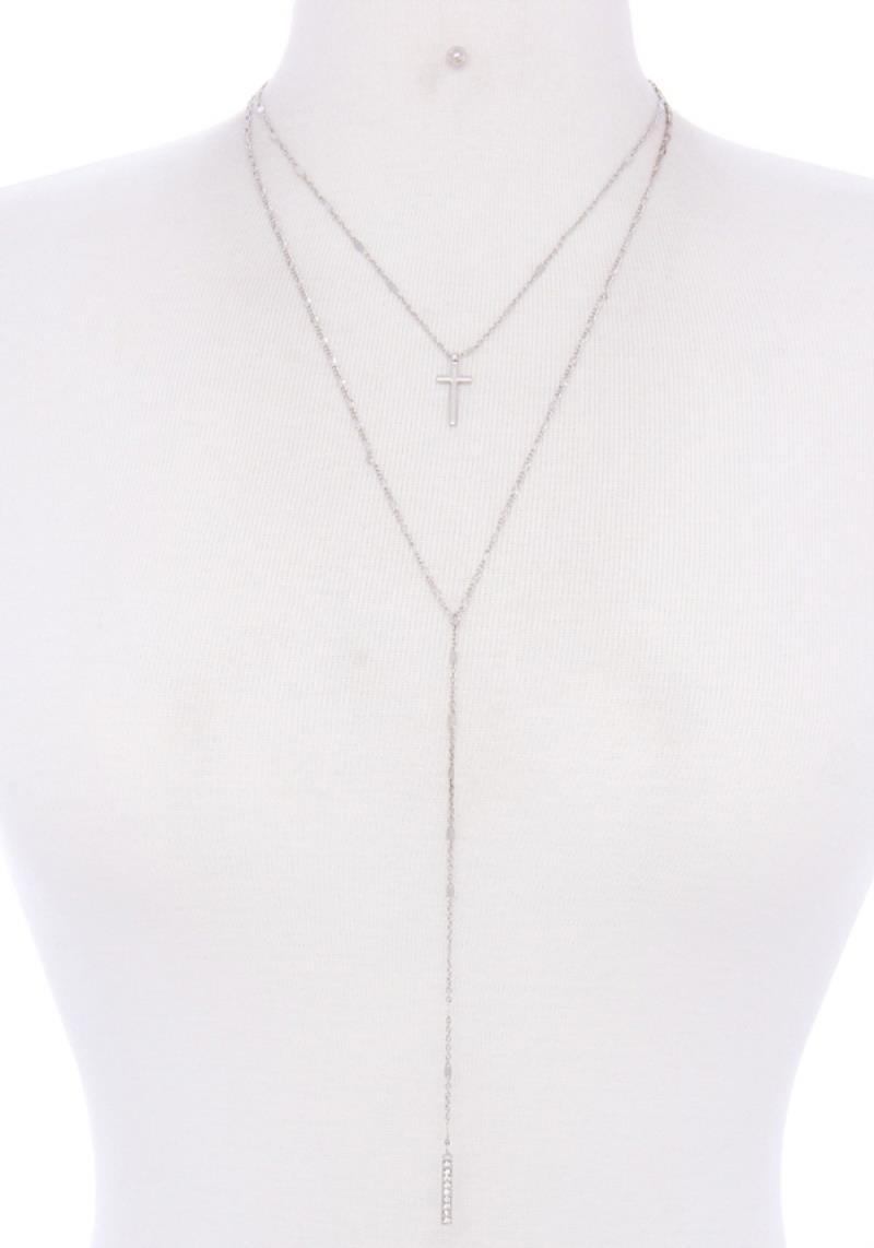 FASHION LAYERED CROSS NECKLACE