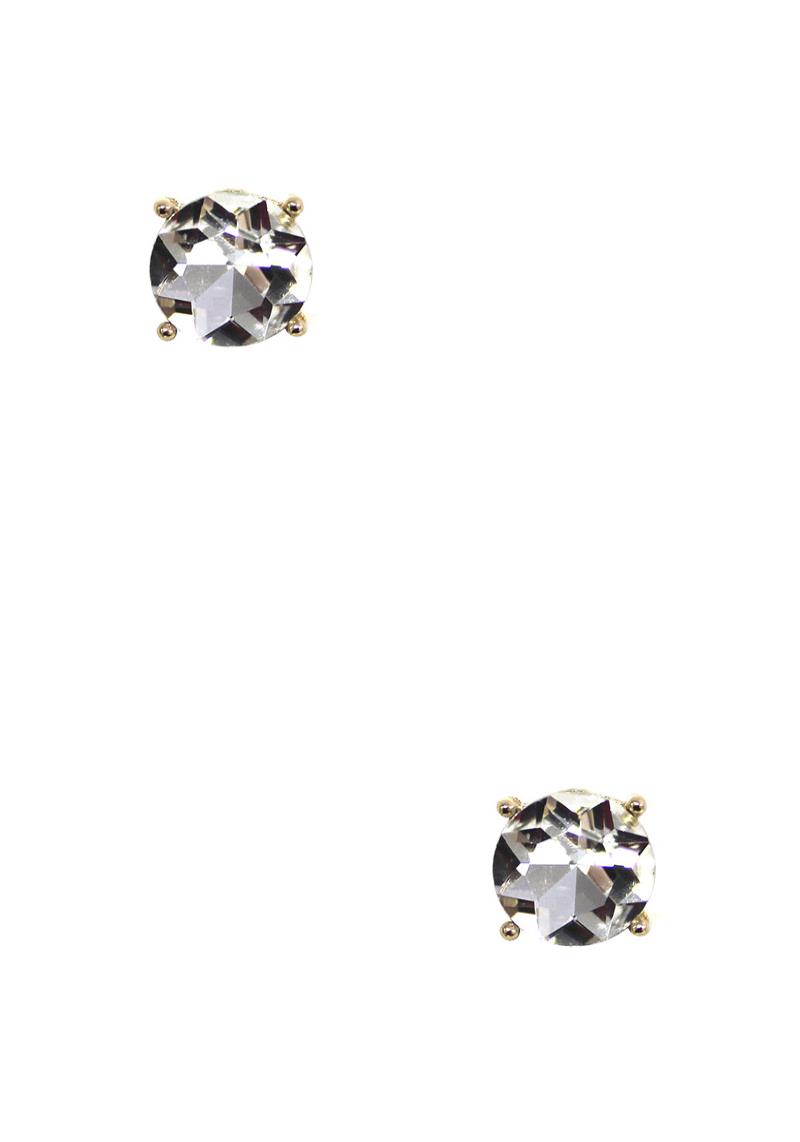 ROUND CRYSTAL STONE STUD EARRING