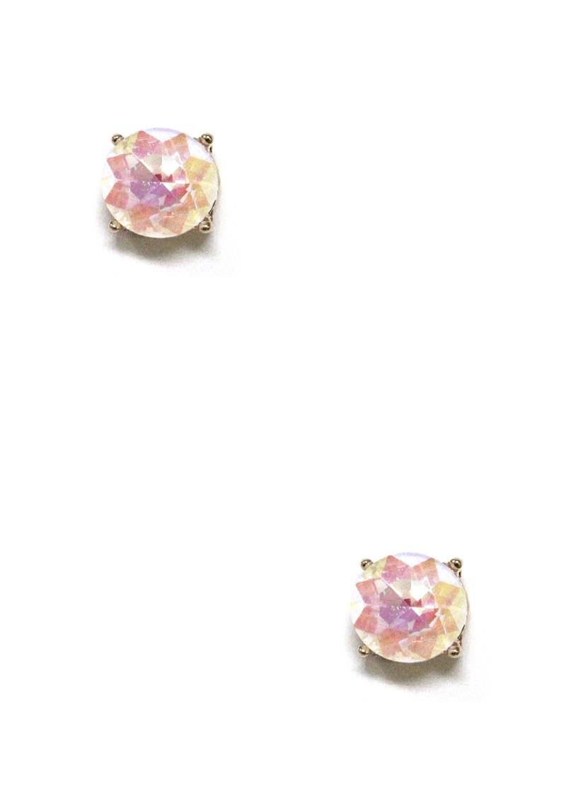 ROUND CRYSTAL STONE STUD EARRING