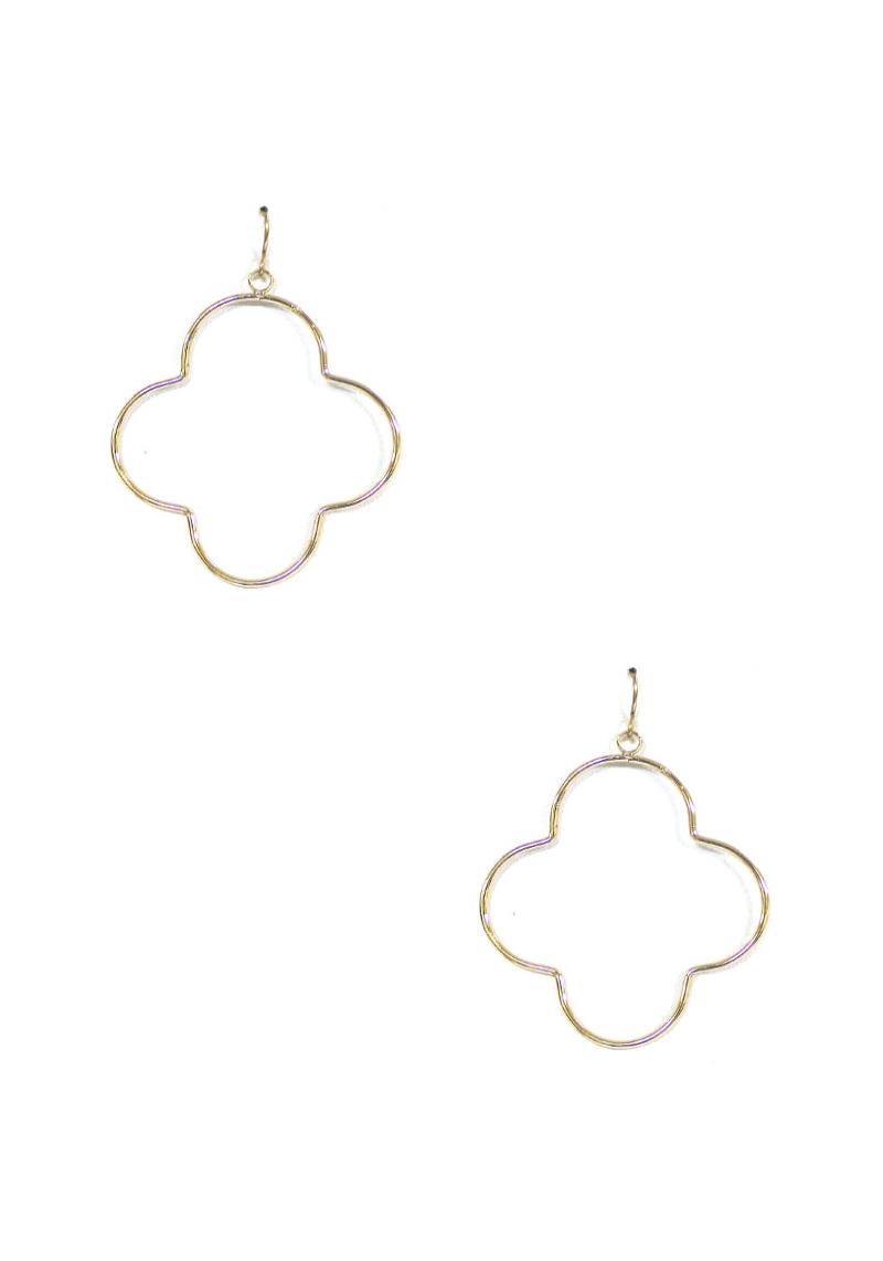 METAL FLOWER DANGLE EARRING