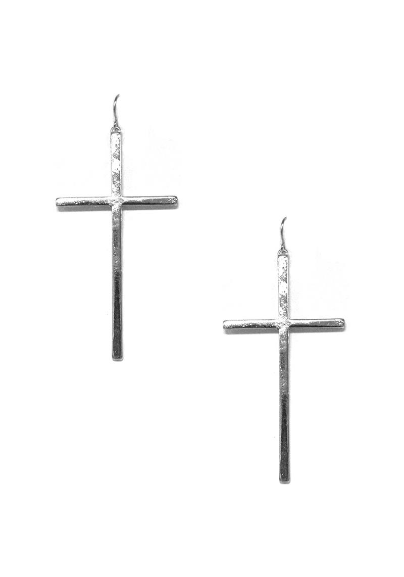 METAL CROSS DANGLE EARRING
