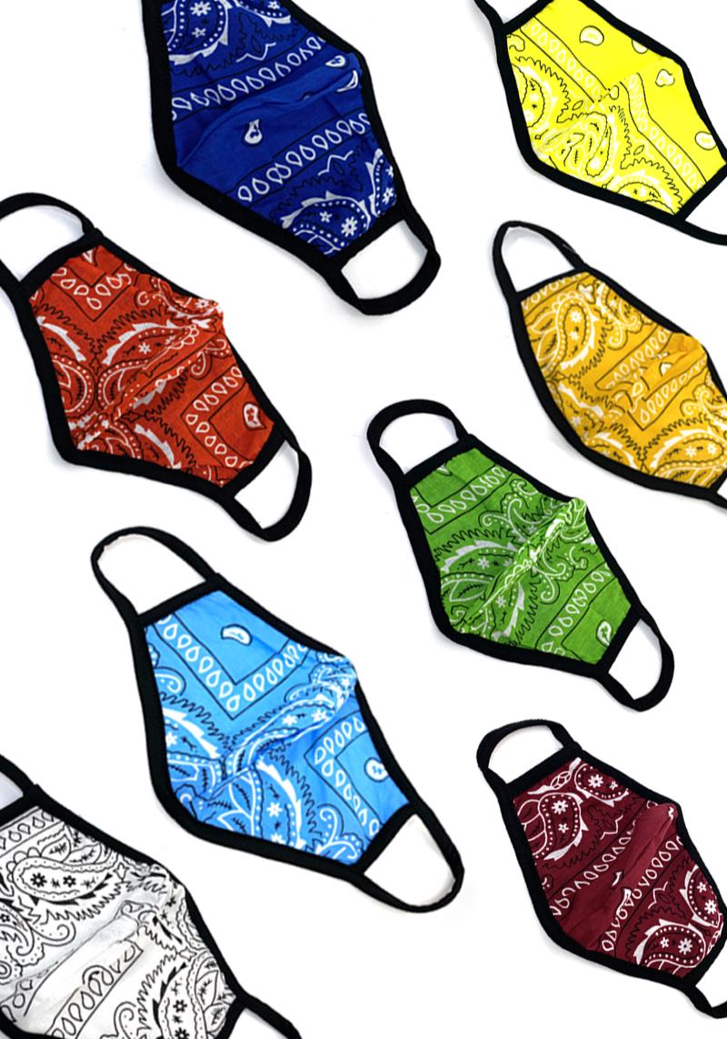 FASHION BANDANA PRINT COTTON FACE MASK WITH FILTER POCKET
