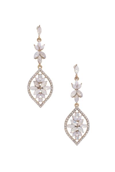 FLOWER PATTERN RHINESTONE DANGLE EARRING