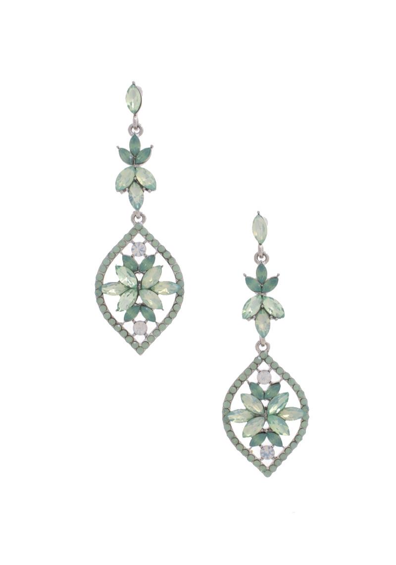 FLOWER PATTERN RHINESTONE DANGLE EARRING