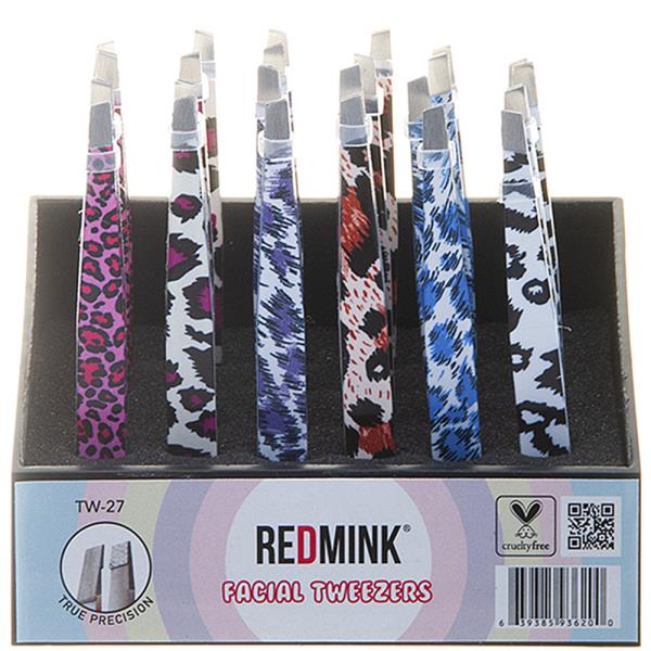 STYLISH ANIMAL PRINT COLOR FACIAL TWEEZERS 24 PCS