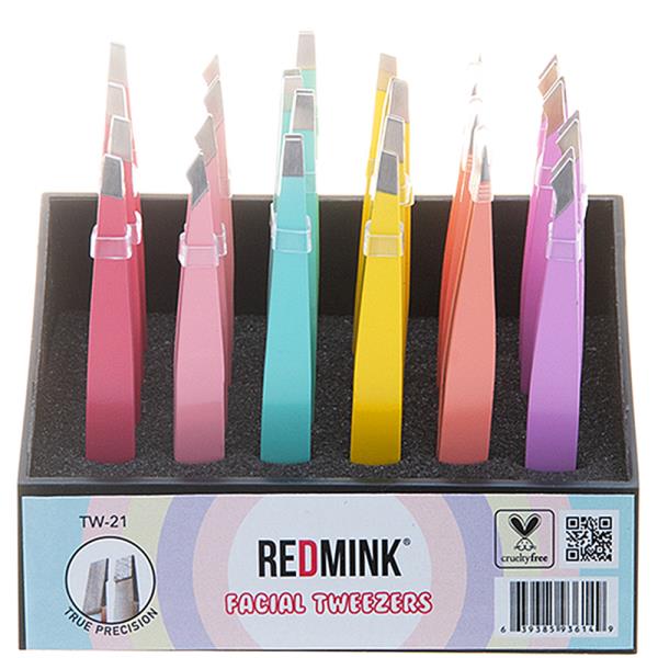 PLAIN COLORED FACIAL TWEEZERS 24 PCS