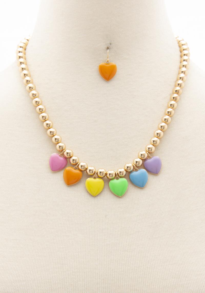 HEART BALL BEAD NECKLACE