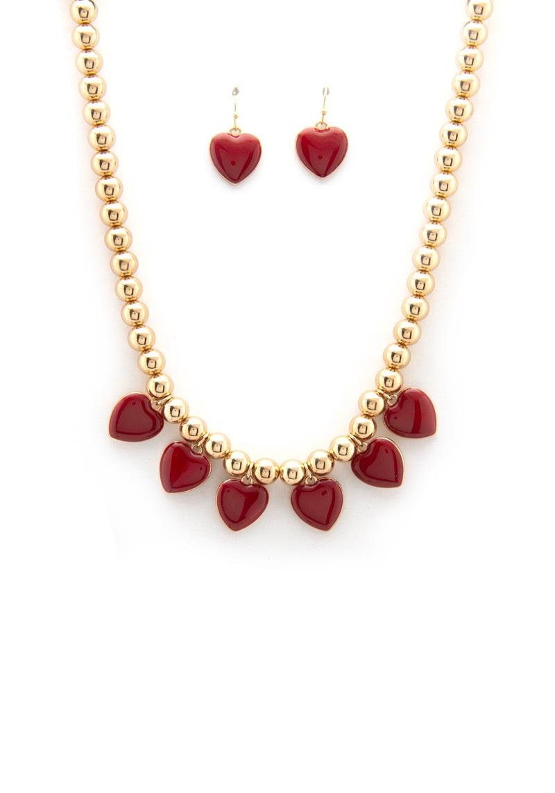 HEART BALL BEAD NECKLACE