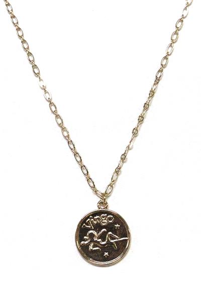 METAL CHAIN HOROSCOPE ZODIAC PENDANT NECKLACE