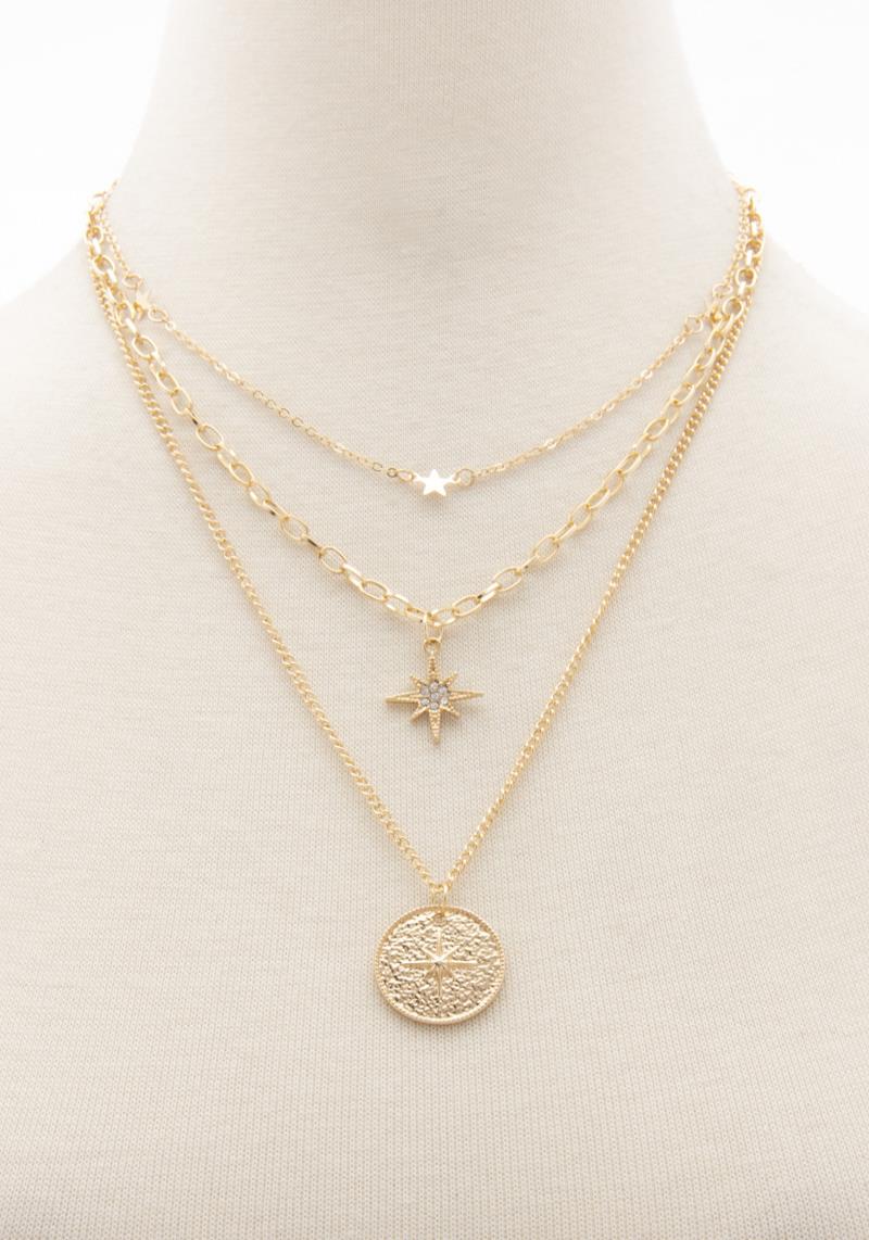 SODAJO COIN PENDANT LAYERED NECKLACE