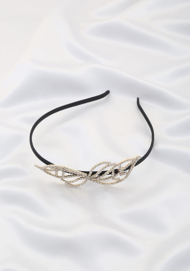 RHINESTONE LEAF SHAPE THIN HEADBAND