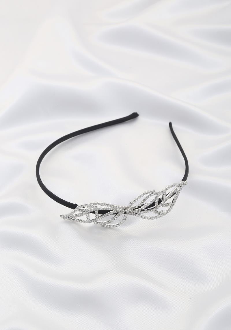 RHINESTONE LEAF SHAPE THIN HEADBAND