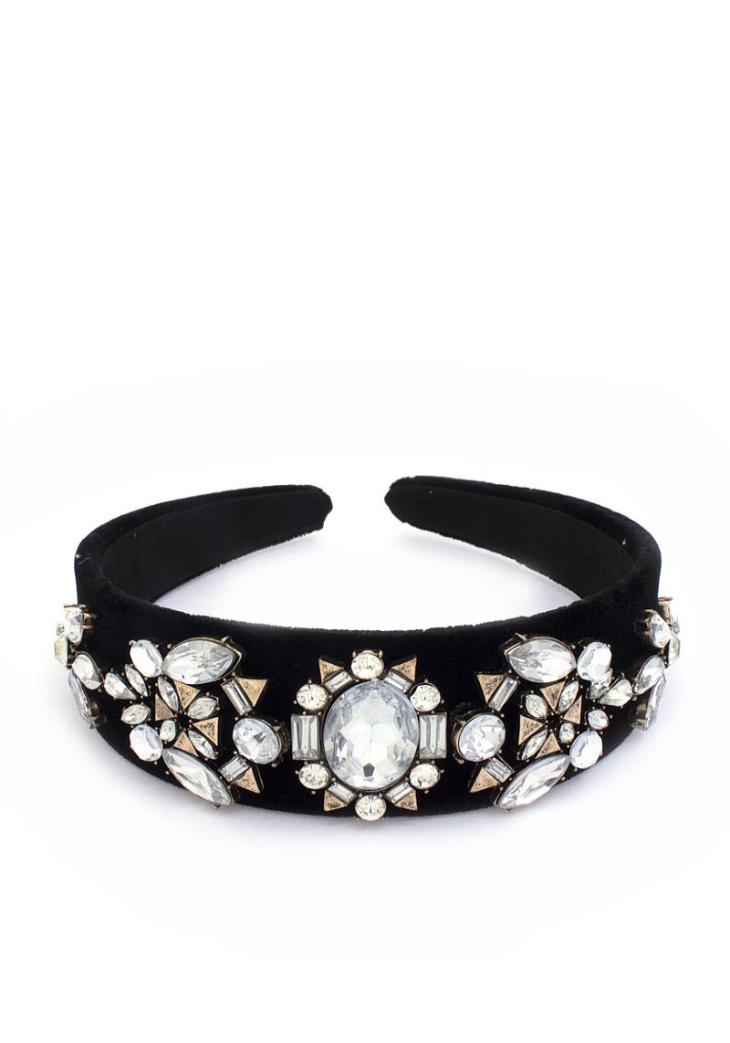 RHINESTONE VELVET TEXTURE HEADBAND