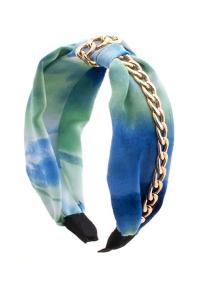 TIE DYE METAL CHAIN MID KNOT HEADBAND