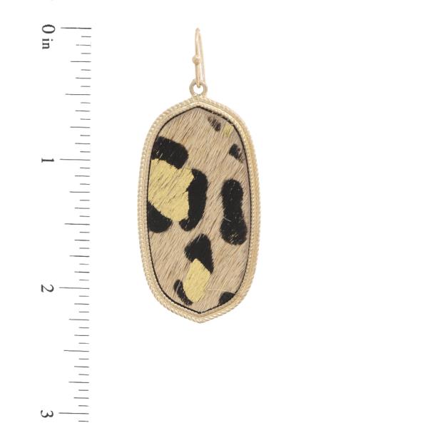 HAIRCALF LEOPARD OVAL DANGLE EARRING