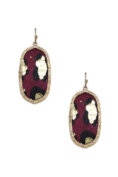 HAIRCALF LEOPARD OVAL DANGLE EARRING