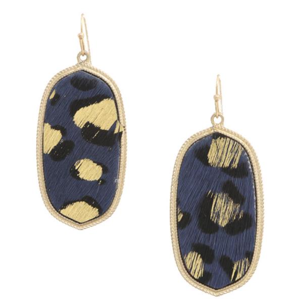 HAIRCALF LEOPARD OVAL DANGLE EARRING