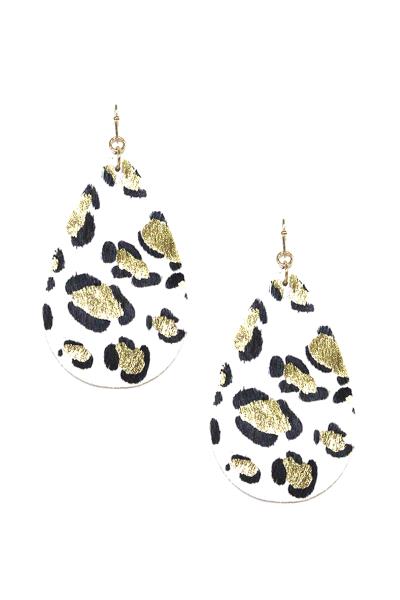 HAIRCALF LEOPARD PRINT TEARDROP DANGLE EARRING