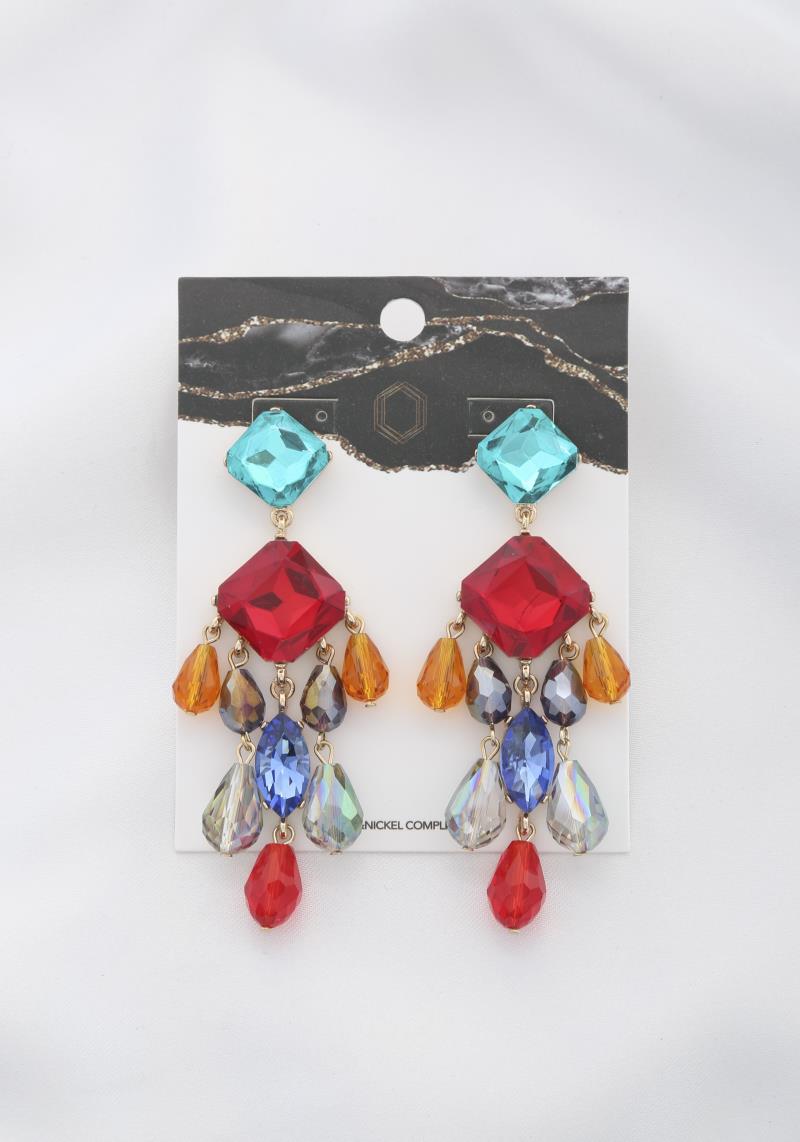 RHOMBUS BEADED DANGLE EARRING