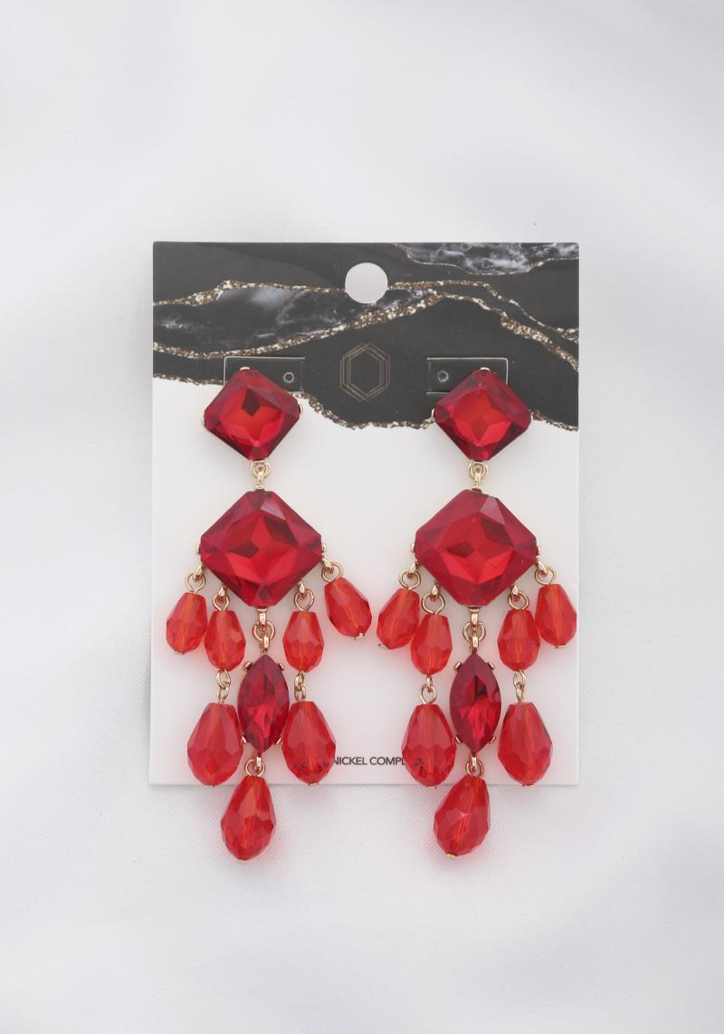 RHOMBUS BEADED DANGLE EARRING