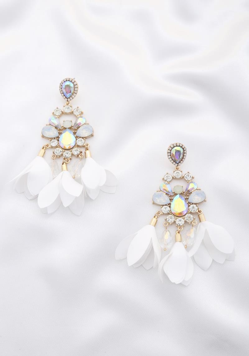 TEARDROP FLOWER TASSEL DANGLE EARRING