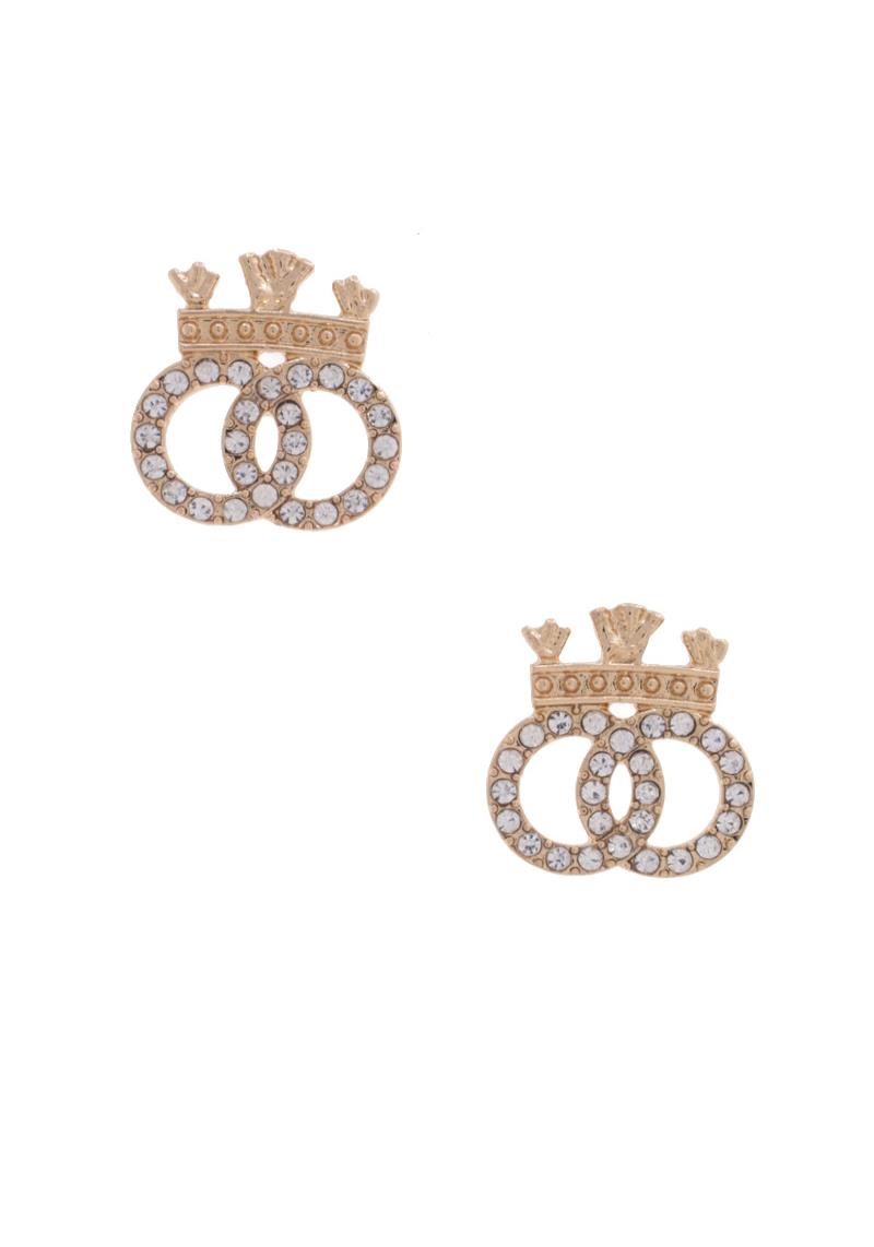 CROWN DOUBLE CIRCLE EARRING