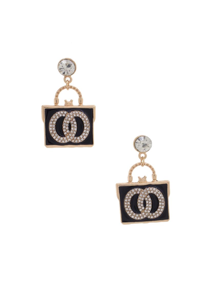 DOUBLE OVAL RHINESTONE DANGLE EARRING