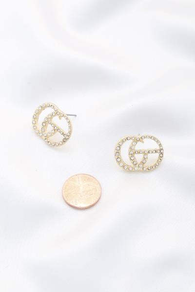 FASHION DOUBLE ROUND CROSS STUD EARRING