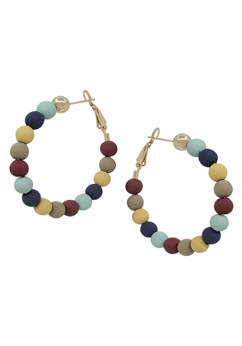6MM CLAY BALL 1.7" HOOP EARRINGS