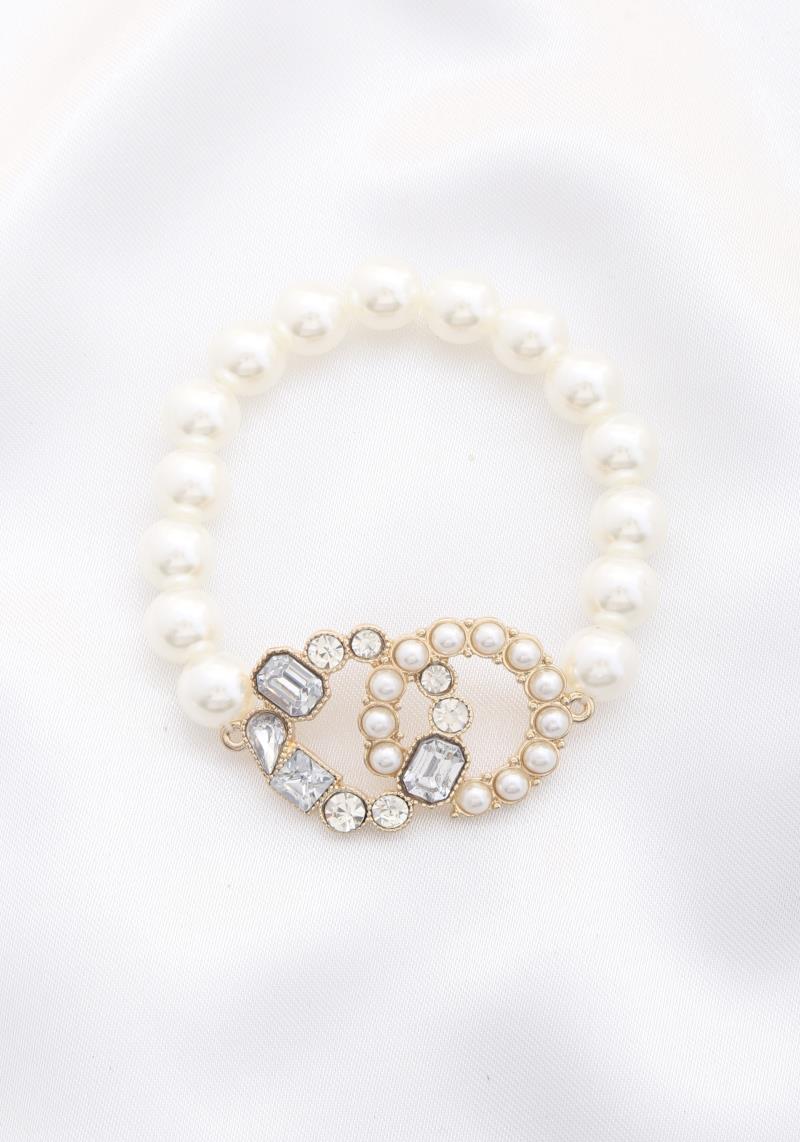 CRYSTAL PEARL BEAD DOUBLE CIRCLE BRACELET