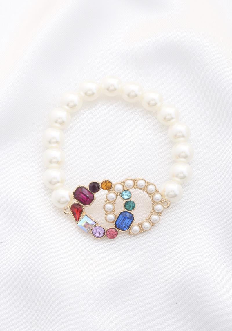 CRYSTAL PEARL BEAD DOUBLE CIRCLE BRACELET