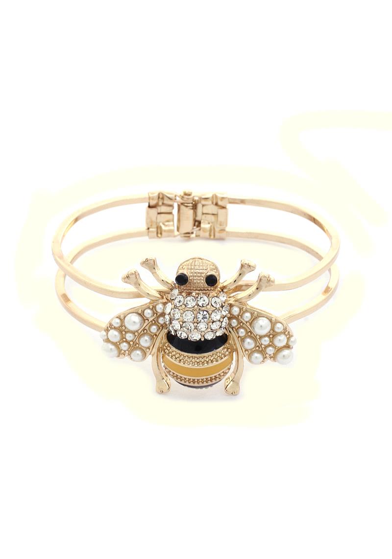 INSECT OPEN CUFF METAL BRACELET