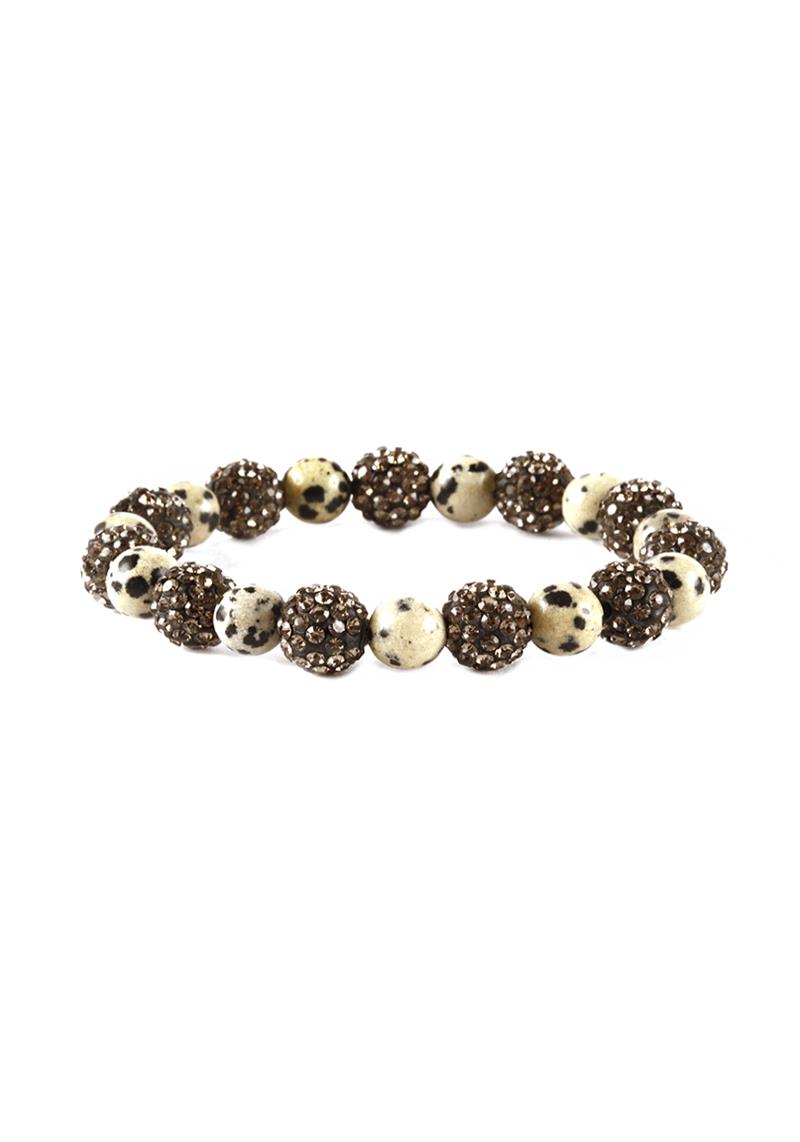 RHINESTONE NATURAL STONE STRETCH BRACELET