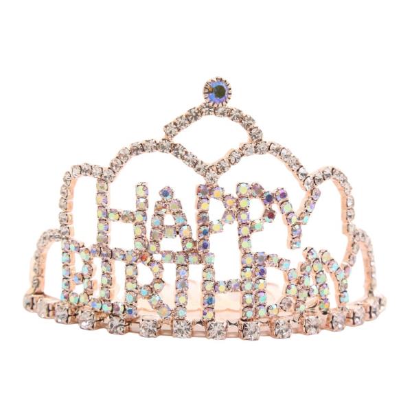RHINESTONE HAPPY BIRTHDAY MINI CROWN TIARA