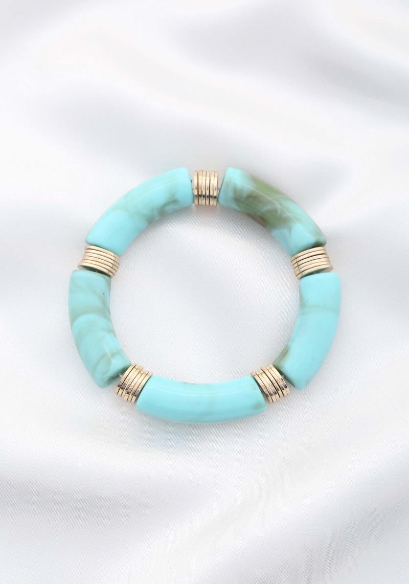 ACRYLIC TUBE MARBLE METAL DISC BRACELET