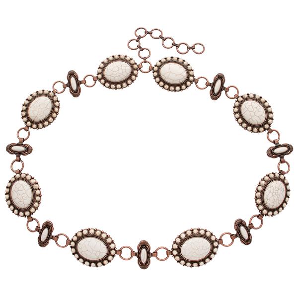 RODEO WESTERN STYLE MARBLING STONE METAL CHAIN BELT LXL SIZE