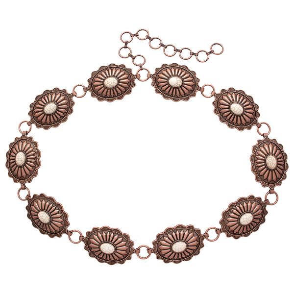 RODEO WESTERN STYLE TQ STONE METAL CHAIN BELT LXL SIZE