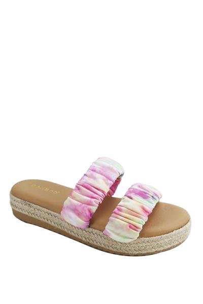 MULTI DESIGN WRINKLED DOUBLE STRAP SLIPPER SANDALS