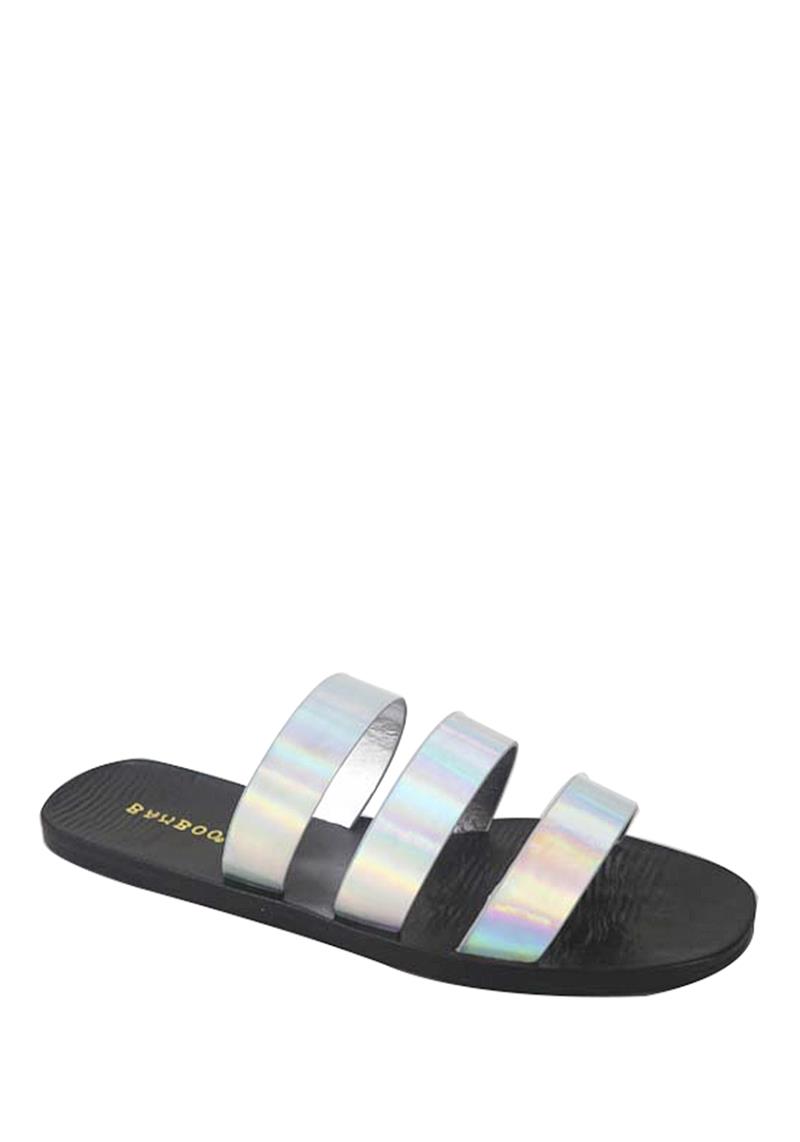 TRIPLE STRAP MULTI COLORED SLIPPER SHOES