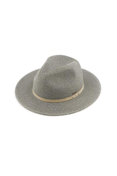 HEATHER PAPER STRAW PANAMA WITH SUEDE BAND TRIM PANAMA HAT