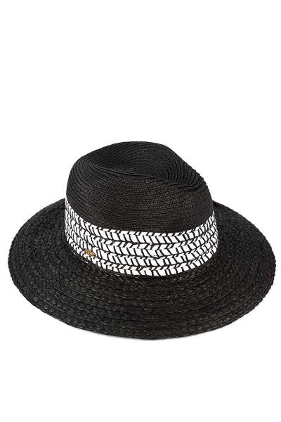 PAPER STRAW PANAMA HAT WITH WHIP STITCHES ON WOVEN TRIM