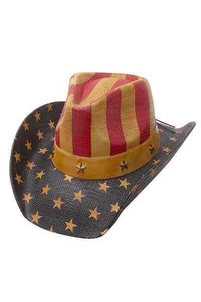 WESTERN AMERICAN STAR STRIPE PATTERN COWBOY HAT